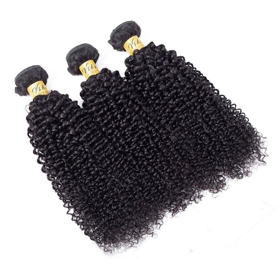 VSHOW HAIR Premium 9A Mongolian Human Virgin Hair Kinky Curly Natural Black 3 Bundles Deal - Image 3