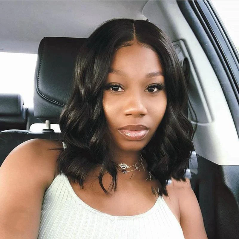 VSHOW Bob Body Wave Human Hair Lace Front Wigs Pre Plucked With Baby Hair Natural Black - Image 3