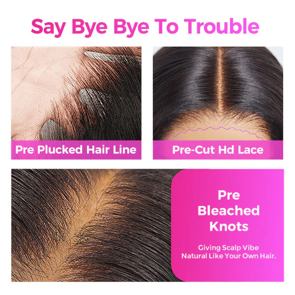 Vshow 14 Inches Layered Cut Yaki Straight Bob Wigs 10x6 Pre-Cut Lace Wear Go Glueless Wigs 250% Density - Image 7