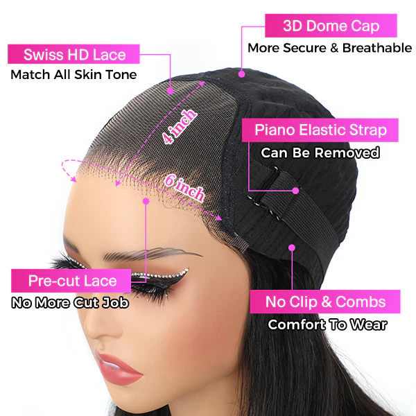 VSHOW Bleached Knots Kinky Straight Hair 10x6 Lace Front Wigs Wear Go Wig Glueless Wigs 250% Density - Image 7