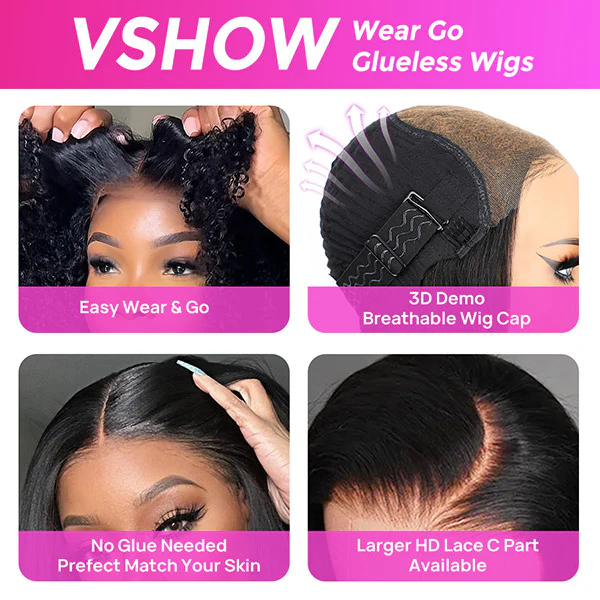 VSHOW Bleached Knots Kinky Straight Hair 10x6 Lace Front Wigs Wear Go Wig Glueless Wigs 250% Density - Image 9