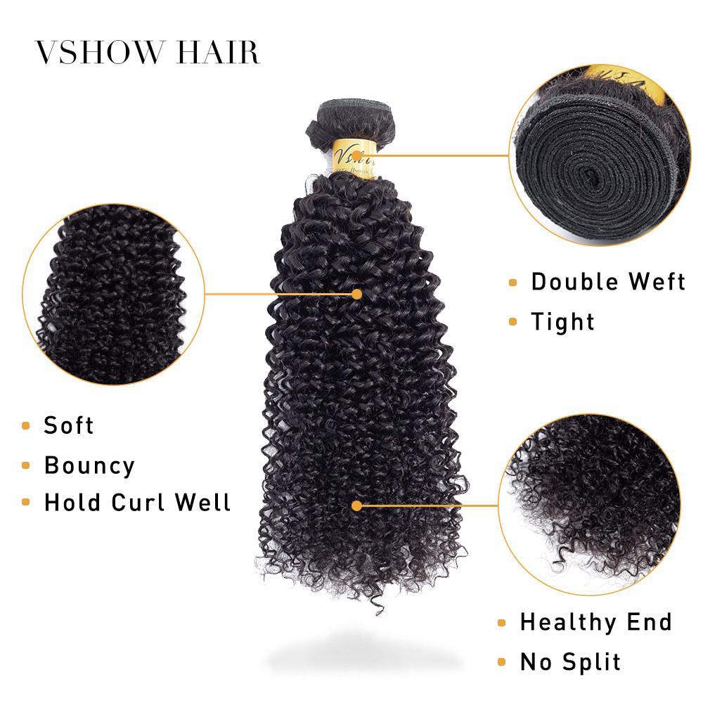 VSHOW HAIR Premium 9A Malaysian Virgin Human Hair Kinky Curly 3 or 4 Bundles with Closure Popular Sizes - Image 7