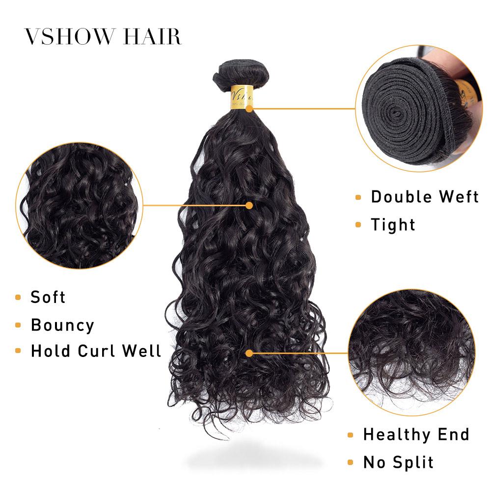 VSHOW HAIR Premium 9A Indian Human Virgin Hair Natural Wave Natural Black 4 Bundles Deal - Image 4